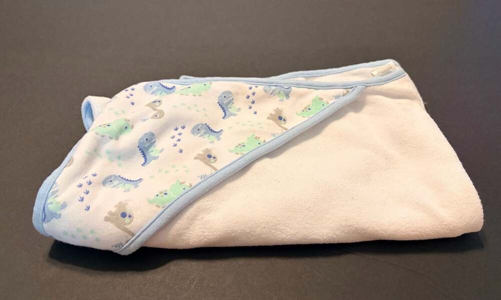 Spasilk Blue Dino Dinosaur Soft Terry Hooded Baby Towel